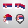 Serbia flag design set vector Royalty Free Stock Photo