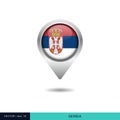 Serbia flag map pin vector design template. Royalty Free Stock Photo