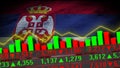Serbia Flag, Neon Effect, Stock Market Chart, Old Worn Fabric Texture, 3D Illustration Royalty Free Stock Photo