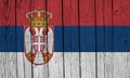 Serbia Flag Over Wood Planks