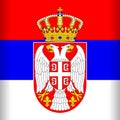 Serbia Flag Vector illustration with Shield, Eagles and Crown Emblem