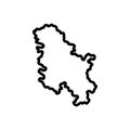 Black line icon for Serbia, map and area