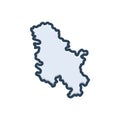 Color illustration icon for Serbia, map and area