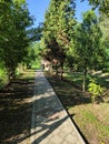 Serbia monastery Koporin pawed walking path beneath the monastery