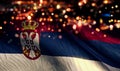 Serbia National Flag Light Night Bokeh Abstract Background