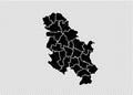 Serbia No Kosovo map - High detailed Black map with counties/regions/states of serbia No Kosovo. serbia No Kosovo map isolated on