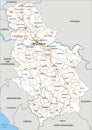 Detailed Serbia road map with labeling. Royalty Free Stock Photo