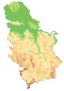 Detailed Serbia physical map.