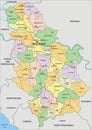 Serbia - detailed editable political map with labeling.