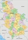 Serbia - detailed editable political map with labeling. Royalty Free Stock Photo