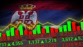 Serbia Realistic Flag, Stock Market Chart, Old Worn Fabric Texture, 3D Illustration Royalty Free Stock Photo