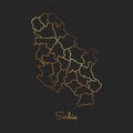 Serbia region map: golden gradient outline on.