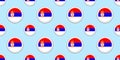 Serbia round flag seamless pattern. Serbian background. Vector circle icons. Geometric symbols stickers. Texture for