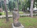 Serbia Sokobanja wooden statue of a woman in the park