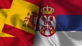 Serbia and Spain Realistic Flag Ã¢â¬â Fabric Texture Illustration