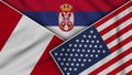 Serbia United States of America Peru Flags Together Fabric Texture Illustration