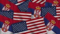 Serbia and United States of America Realistic Texture Flags Together