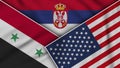 Serbia United States of America Syria Flags Together Fabric Texture Illustration