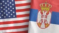 Serbia and United States two flags textile cloth 3D rendering