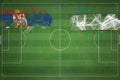 Serbia vs Uzbekistan Soccer Match, national colors, national flags, soccer field, football game, Copy space