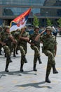 Serbian army flag unit Royalty Free Stock Photo