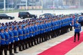 Serbian army soldiers on the red carpet