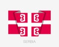 Serbian Cross. National Symbol of Serbia. Flat Icon Waving Flag