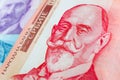 Serbian 1000 dinara currency banknote, close up. Serbia money RS