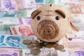 Serbian dinars and piggy bank