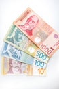 Serbian dinars on white background Royalty Free Stock Photo