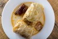 Serbian dish sarma served in white plate Royalty Free Stock Photo