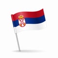 Serbian flag map pointer layout. Vector illustration. Royalty Free Stock Photo