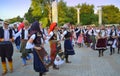 Serbian folk dancers at parade Royalty Free Stock Photo