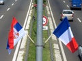 Serbian and French flags Royalty Free Stock Photo