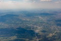 The serbian highwayMount Avala with tv tower in Belgrade seen from the plane Royalty Free Stock Photo