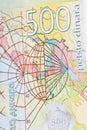 Serbian Money, detail, Five Hundred Dinars