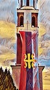 Serbian Orthodox Church Flag, Bujanovac south Serbia Abstract Illustration Art