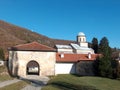 Serbian orthodox monastery Visoki Decani. UNESCO World Heritage site. Royalty Free Stock Photo