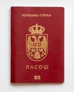 Serbian passport isolated on white paper background