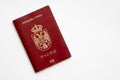 Serbian passport on white background