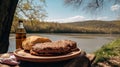 Serbian Pljeskavica on a Riverside Picnic