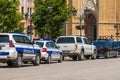 Serbian police cars on city streets