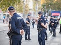 Serbian policemen protecting the 2019 Belgrade Gay Pride in the center of the capital city of Serbia, which happened this year