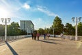 Serbian town of Zrenjanin main pedestrian street. Walking bridge near Zoran Djindjic Square.