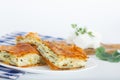 Serbian Traditional Spinach-cheese Pie slices
