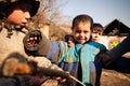 SEREDNIE, UKRAINE - MARCH 09, 2011: Unschooled children research the world in their own way