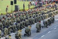 Malaysian soldiers in uniform and fully armed.