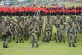 Malaysian soldiers in uniform and fully armed.