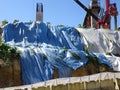 Temporary slope protection during construction using the plastic sheets to prevent soil erosion by rainwater.