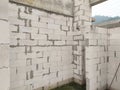 Autoclaved aerated concrete block or known as AAC block used at the construction site.